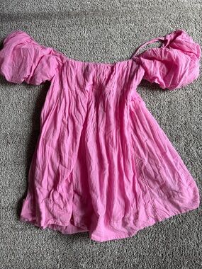 Free People Pink Ruffled Off-Shoulder Mini Dress